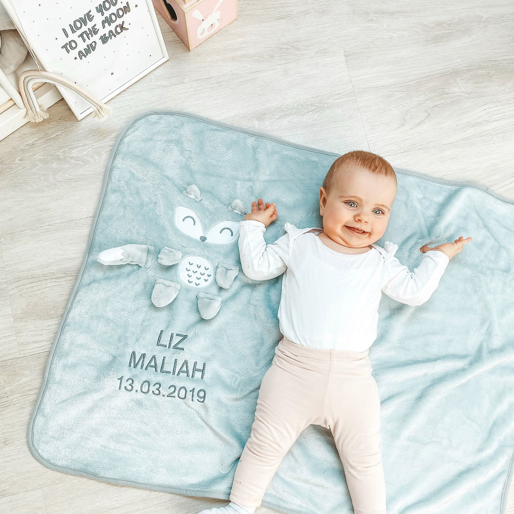 Personalisierte Babydecken und Babydecke – Tiermotiv süßem Babykajo - mit Namen